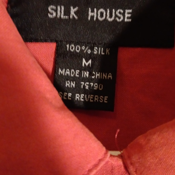 RUST COLOR SILK BLOUSE Double Pockets - Picture 2 of 4